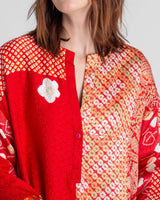 Flared Caftan in Vintage Japanese Tie-Dyed Red SilksCaftan
