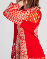 Flared Caftan in Vintage Japanese Tie-Dyed Red SilksCaftan