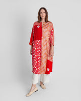 Flared Caftan in Vintage Japanese Tie-Dyed Red SilksCaftan