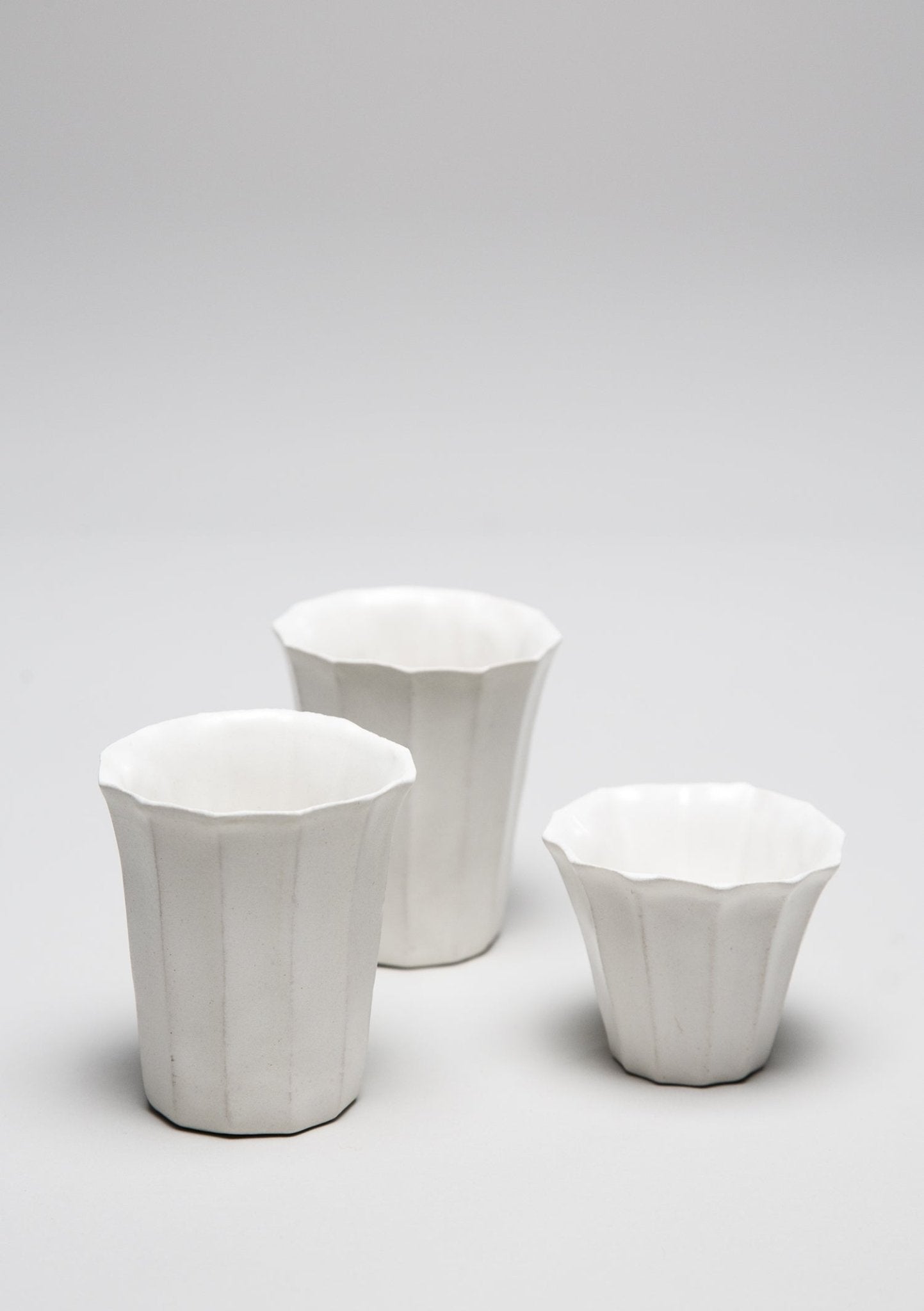 Fluted White Porcelain CupsDrinkware