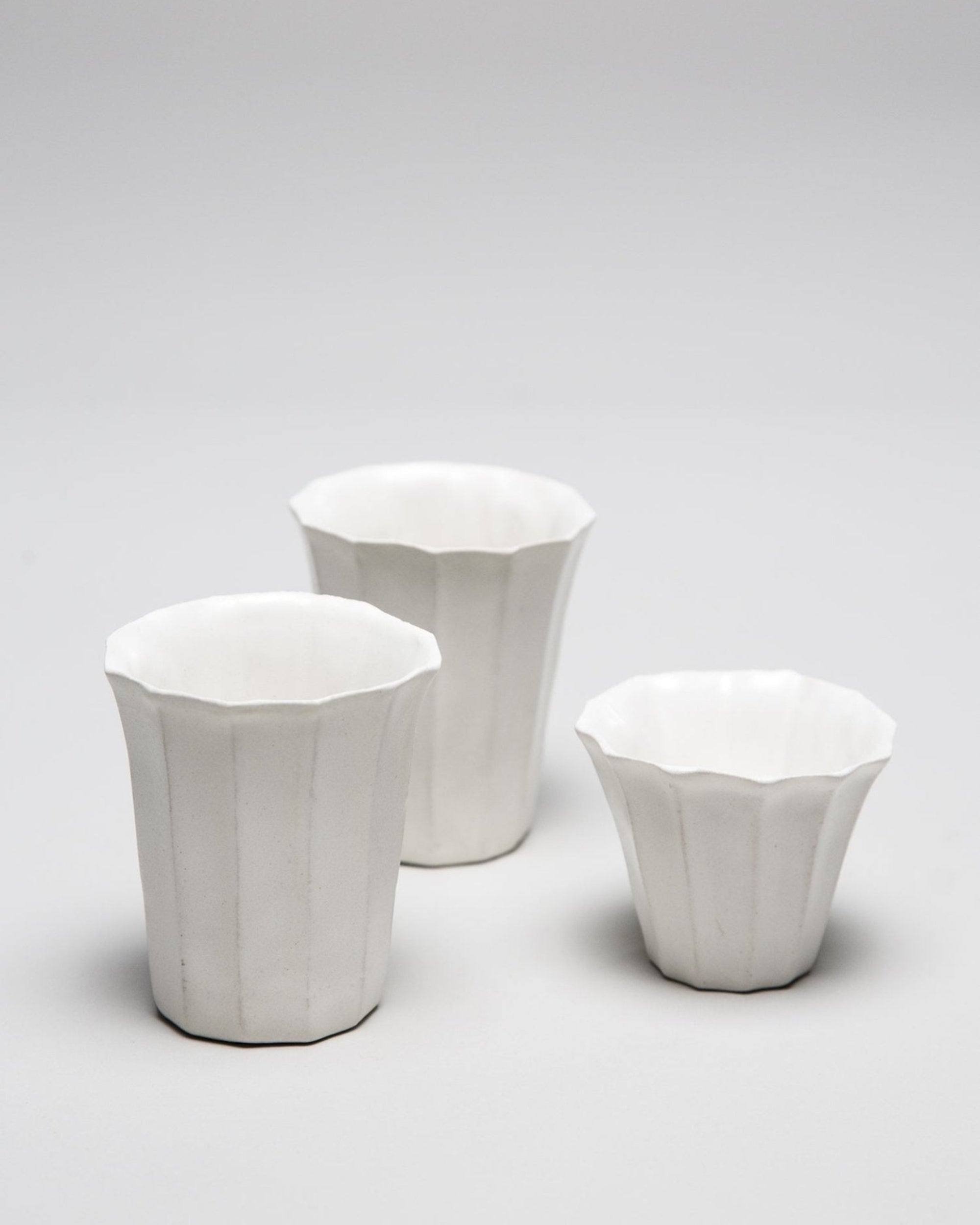 Fluted White Porcelain CupsDrinkware