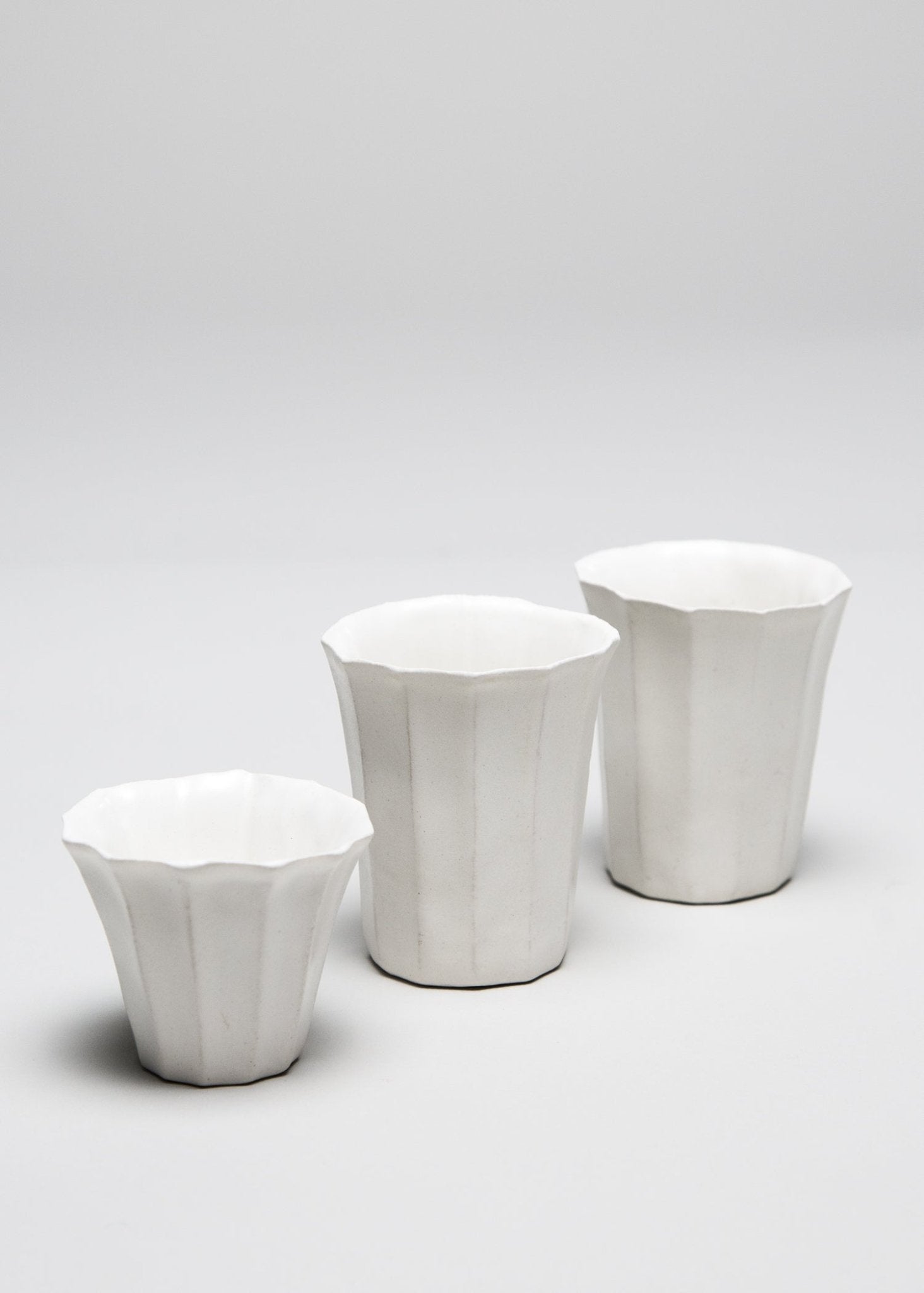 Fluted White Porcelain CupsDrinkware