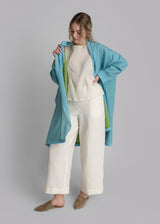 French Wrap in Aqua Wool Gauze