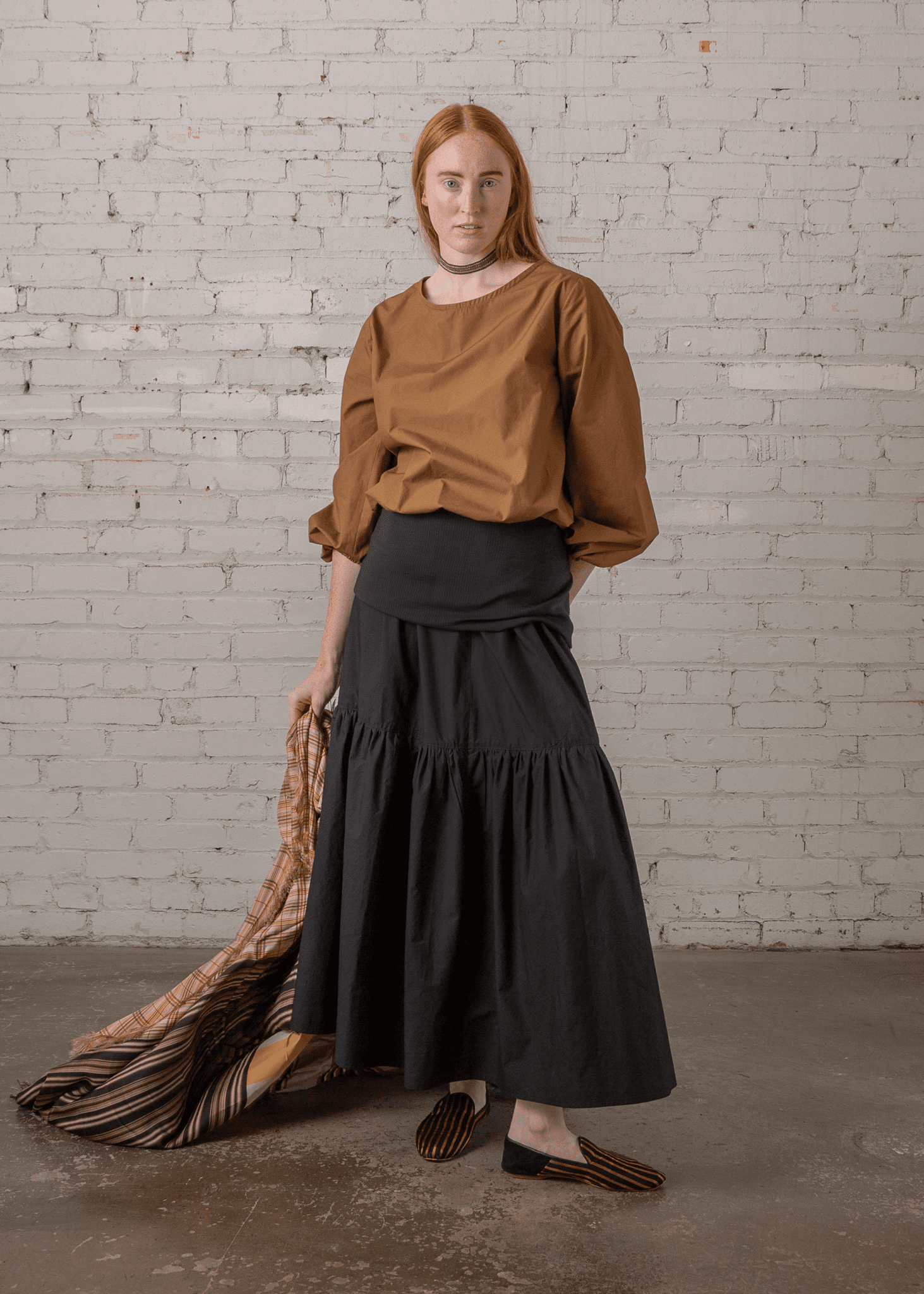 Gather Shell in Tobacco Poplin