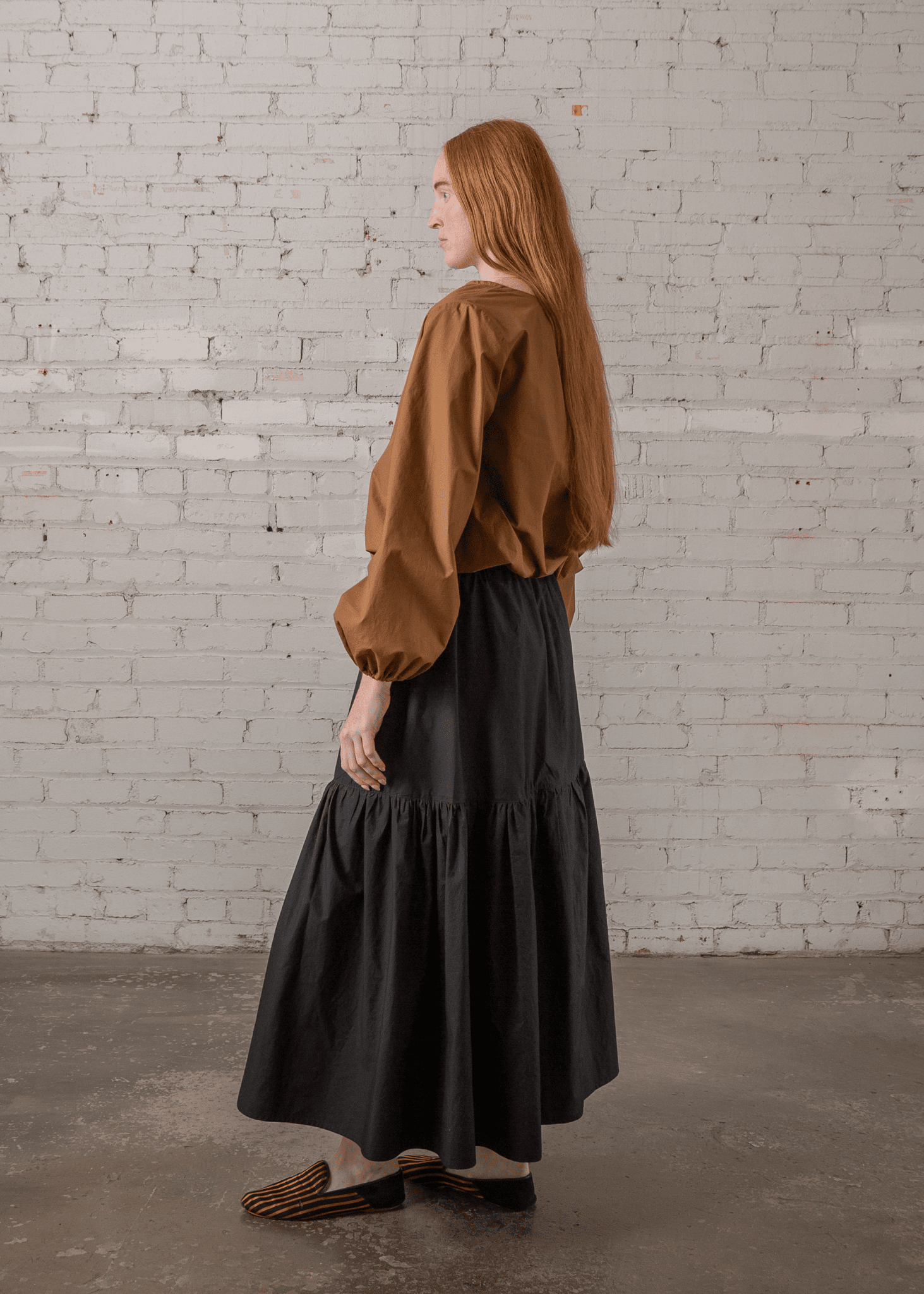Gather Shell in Tobacco Poplin