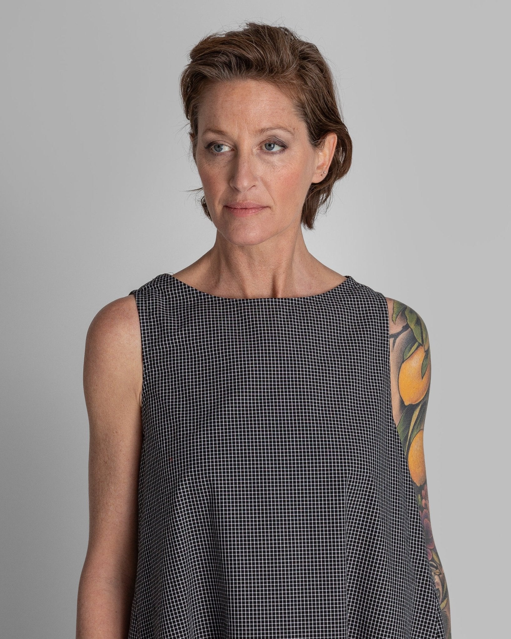 Gingham Cotton Long Day DressDay A - Line