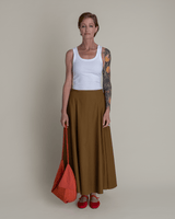 Gored Skirt in Tobacco Cotton PoplinGored Skirts