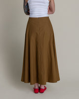 Gored Skirt in Tobacco Cotton PoplinGored Skirts