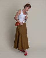 Gored Skirt in Tobacco Cotton PoplinGored Skirts
