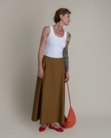 Gored Skirt in Tobacco Cotton PoplinGored Skirts