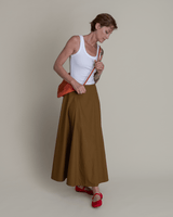 Gored Skirt in Tobacco Cotton PoplinGored Skirts