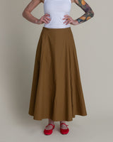 Gored Skirt in Tobacco Cotton PoplinGored Skirts