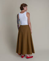 Gored Skirt in Tobacco Cotton PoplinGored Skirts