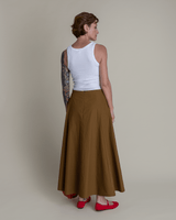 Gored Skirt in Tobacco Cotton PoplinGored Skirts