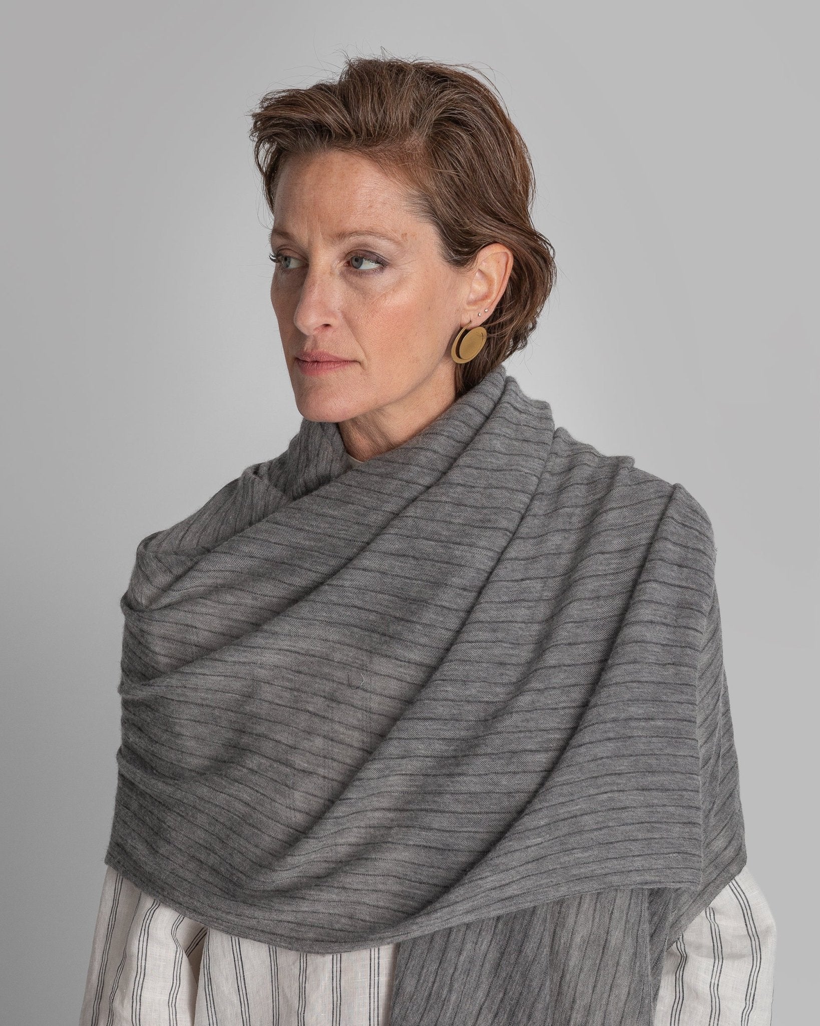 Gray Pinstripe Cashmere Scarf or StoleScarves