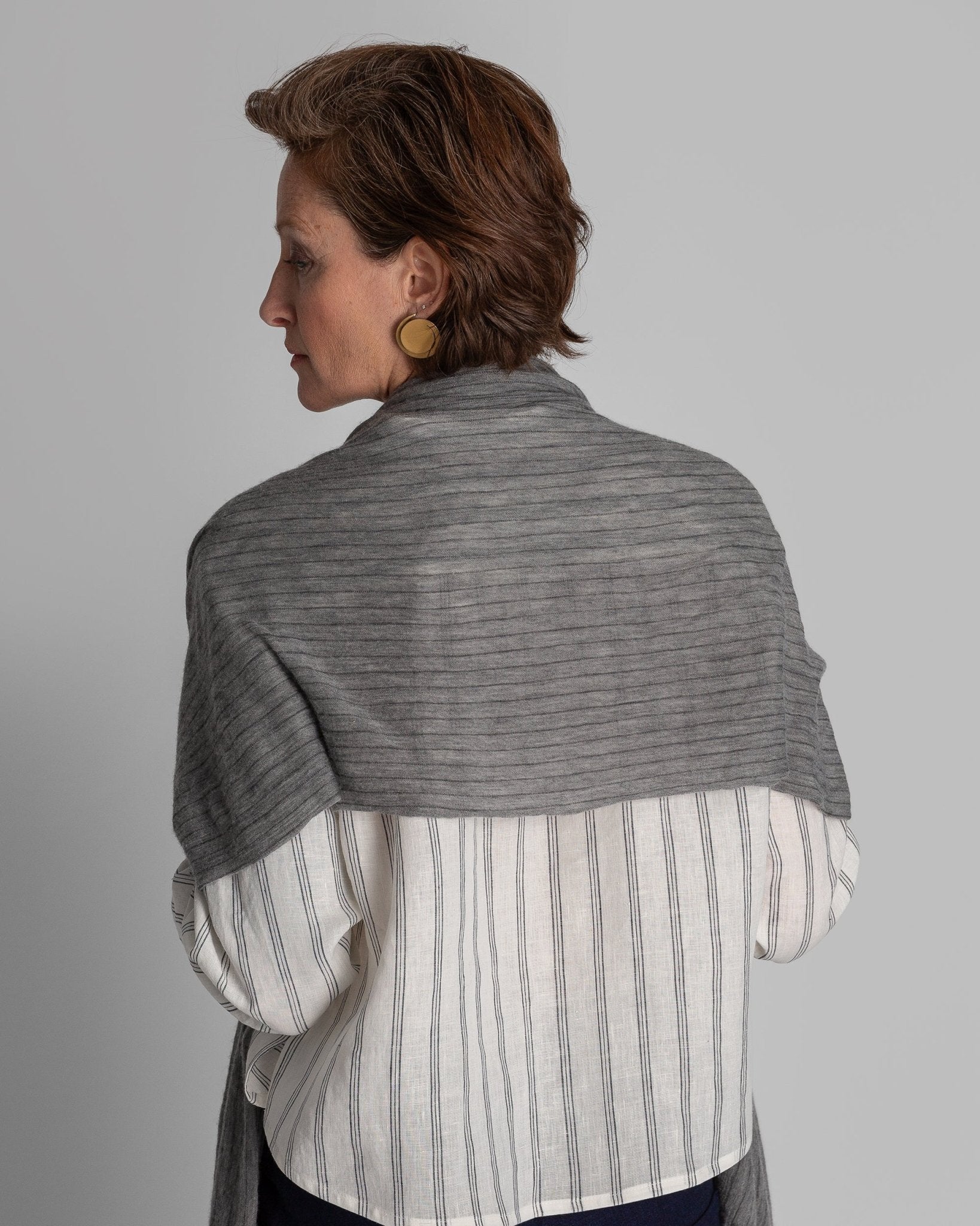 Gray Pinstripe Cashmere Scarf or StoleScarves