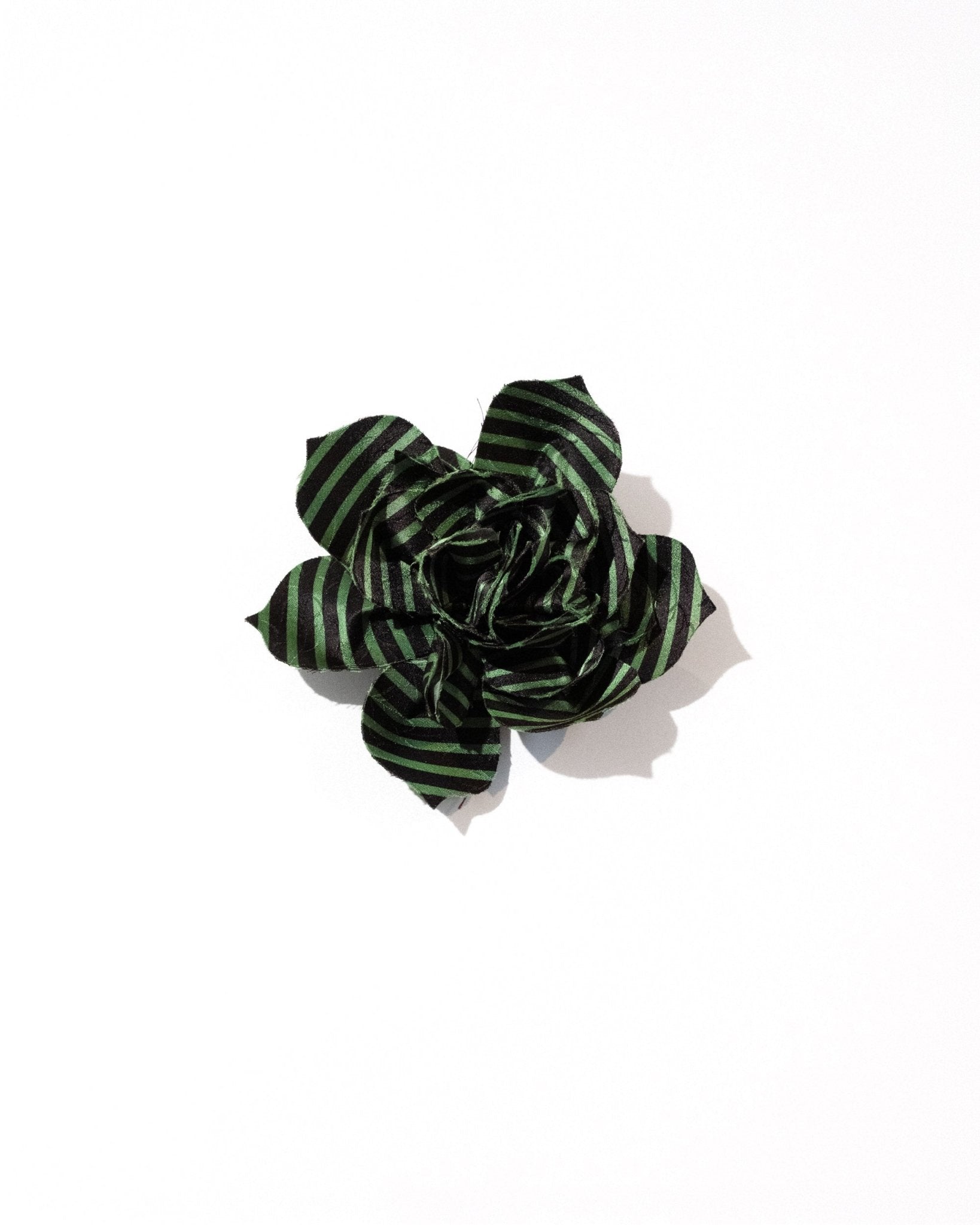 Green and Black Striped Vintage Japanese Silk Flower PinFlower Pins