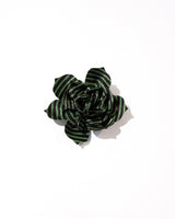 Green and Black Striped Vintage Japanese Silk Flower PinFlower Pins
