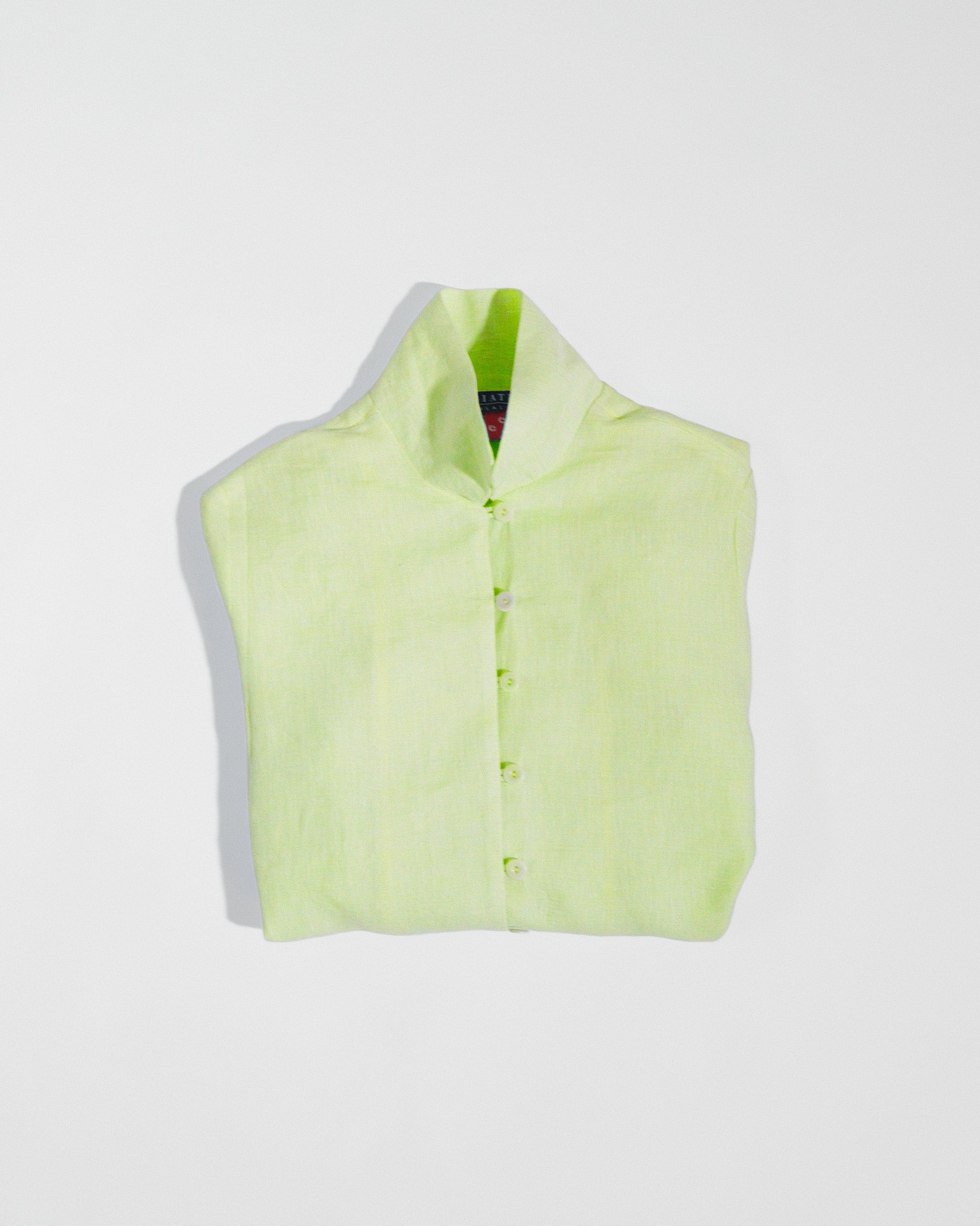 Long Shibori Shirt in Green Japanese Linen