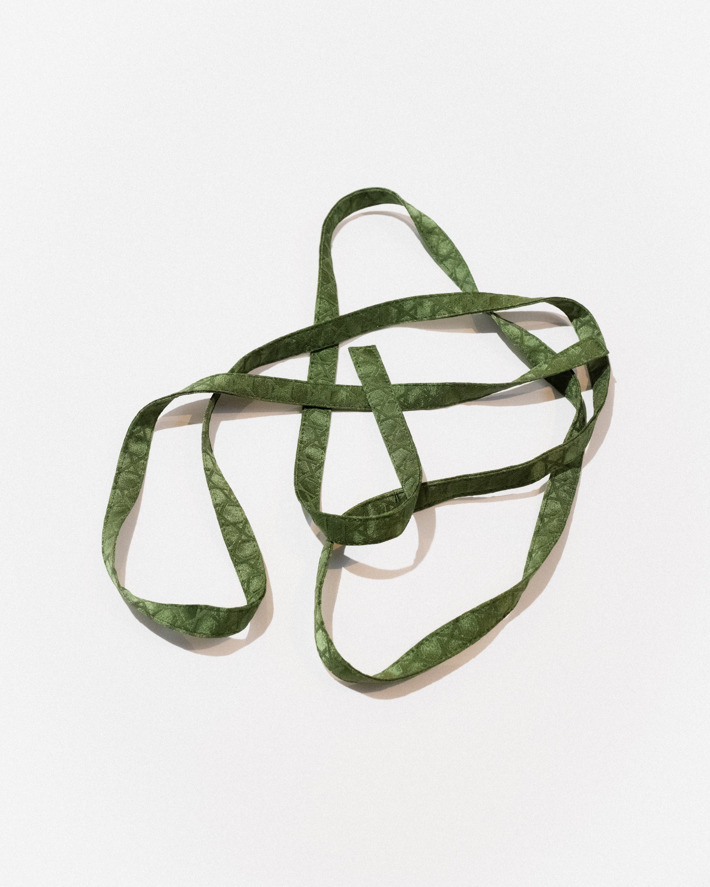 Skinny Ribbon Tie in Vintage Japanese Green Satin Damask No.108