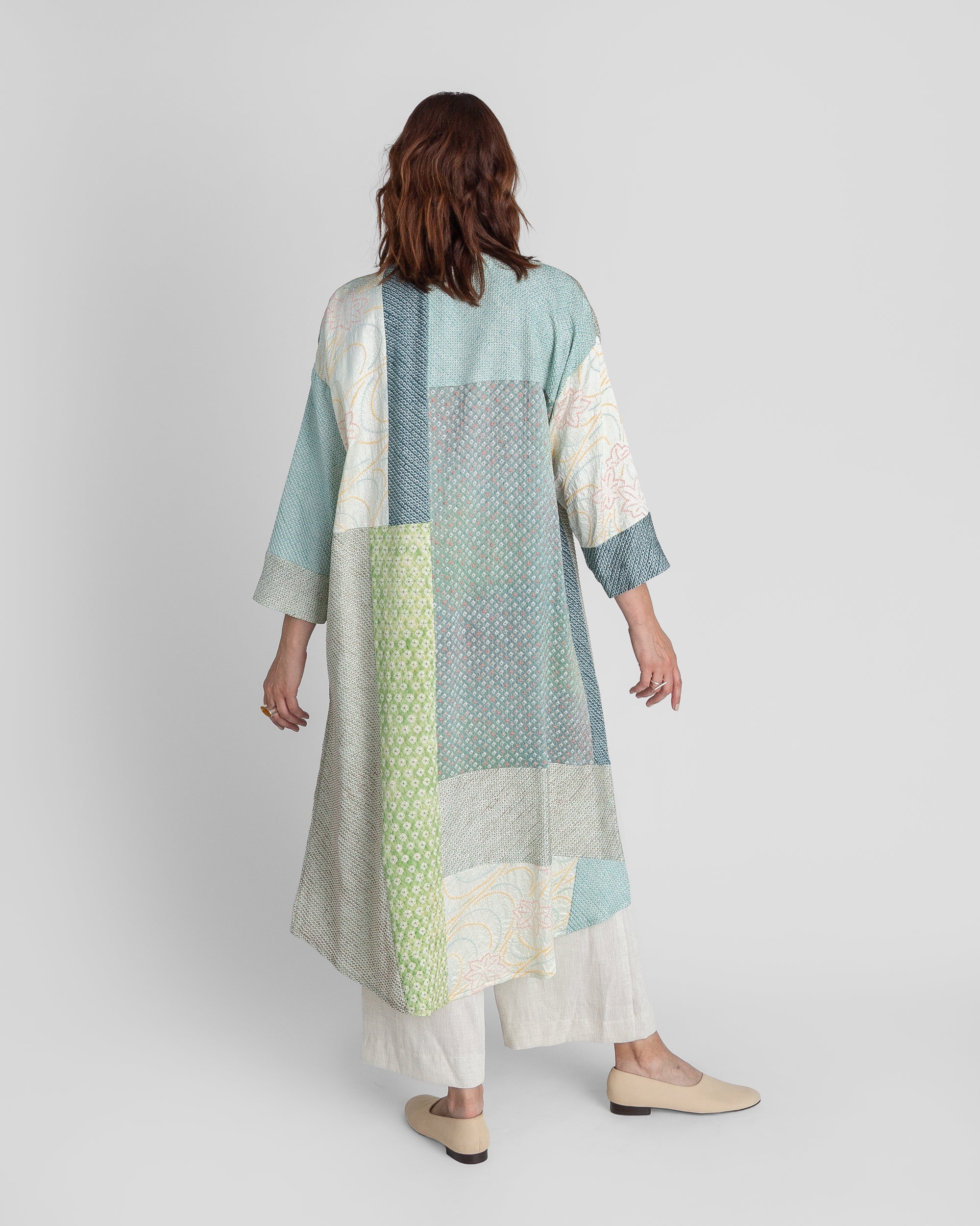 Flared Caftan in Vintage Silk Tie Dye Mix