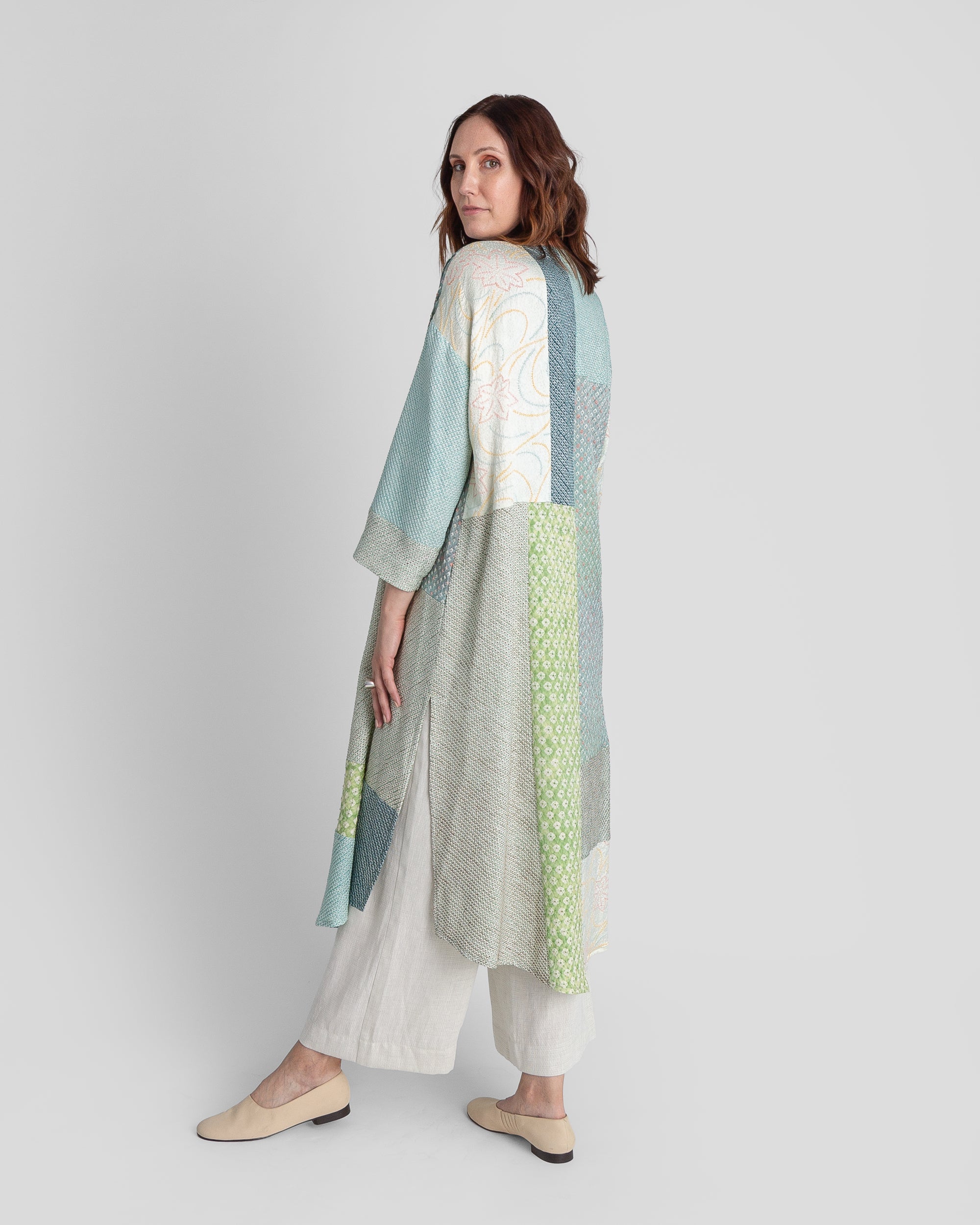 Flared Caftan in Vintage Silk Tie Dye Mix