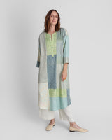 Flared Caftan in Vintage Silk Tie Dye Mix