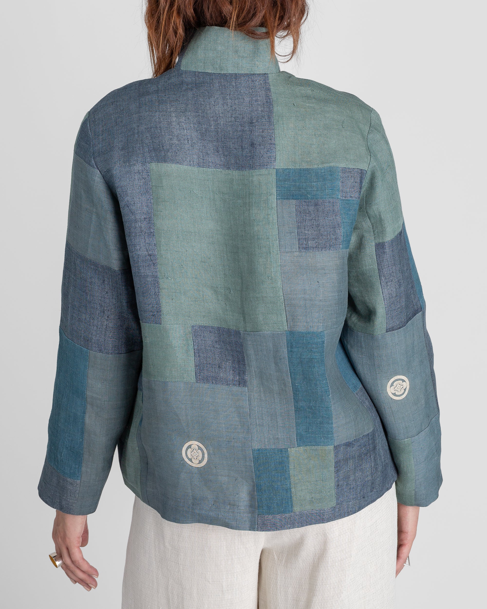 Cropped Omni Jacket in Vintage Japanese Patchworked Linens