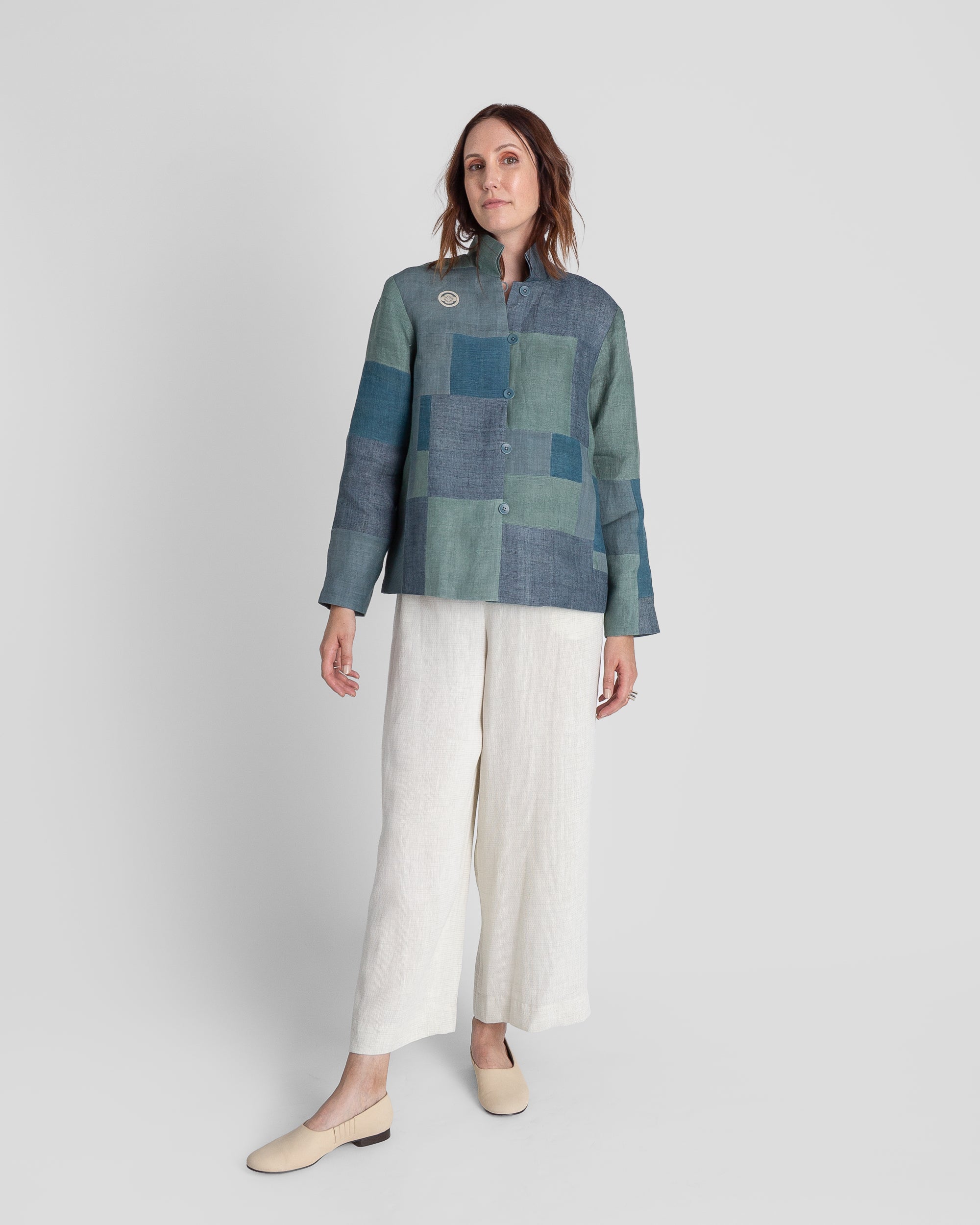 Cropped Omni Jacket in Vintage Japanese Patchworked Linens