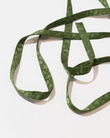 Skinny Ribbon Tie in Vintage Japanese Green Satin Damask No.108