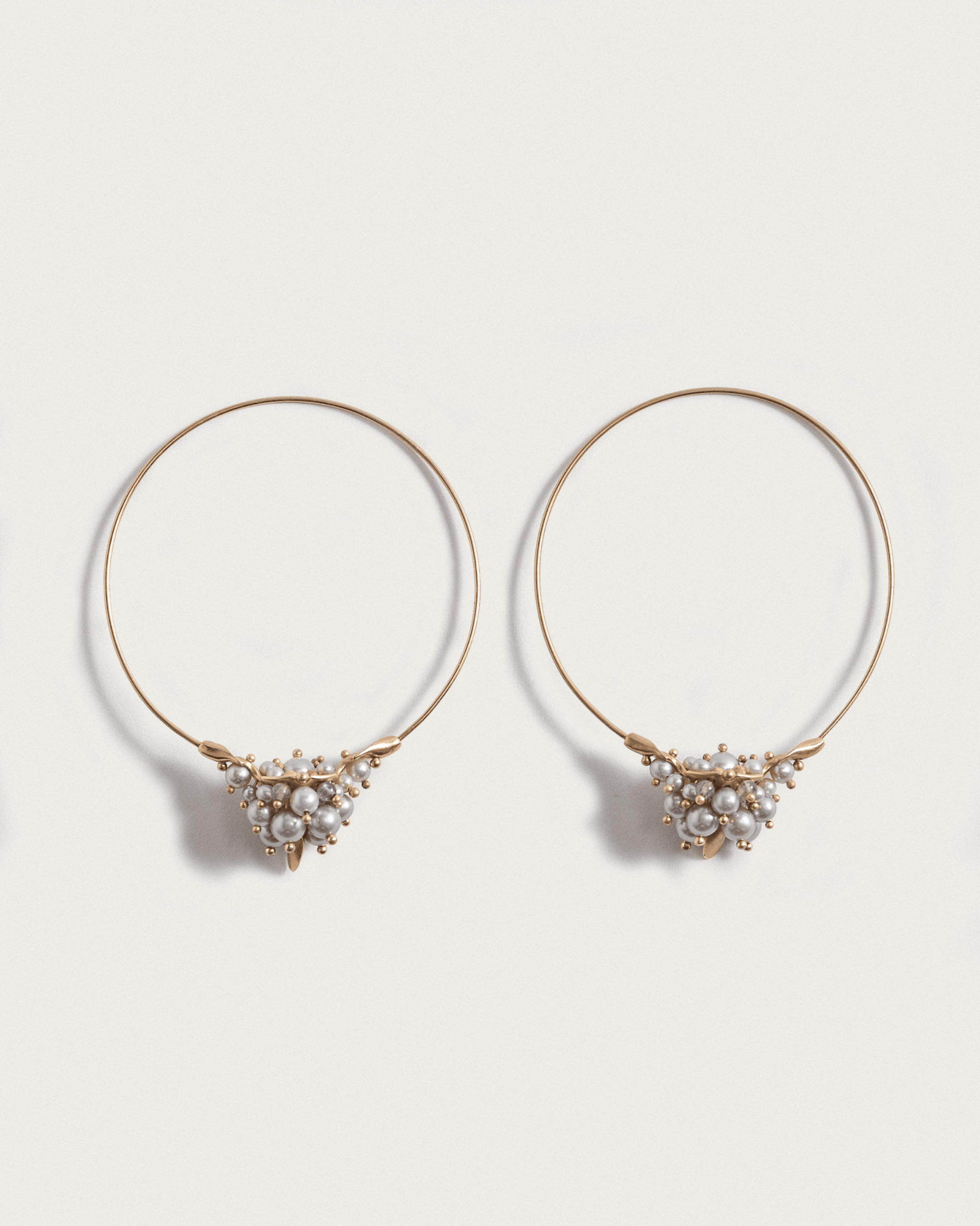 Hoop Cluster Earrings with Gray PearlsHoop Earrings