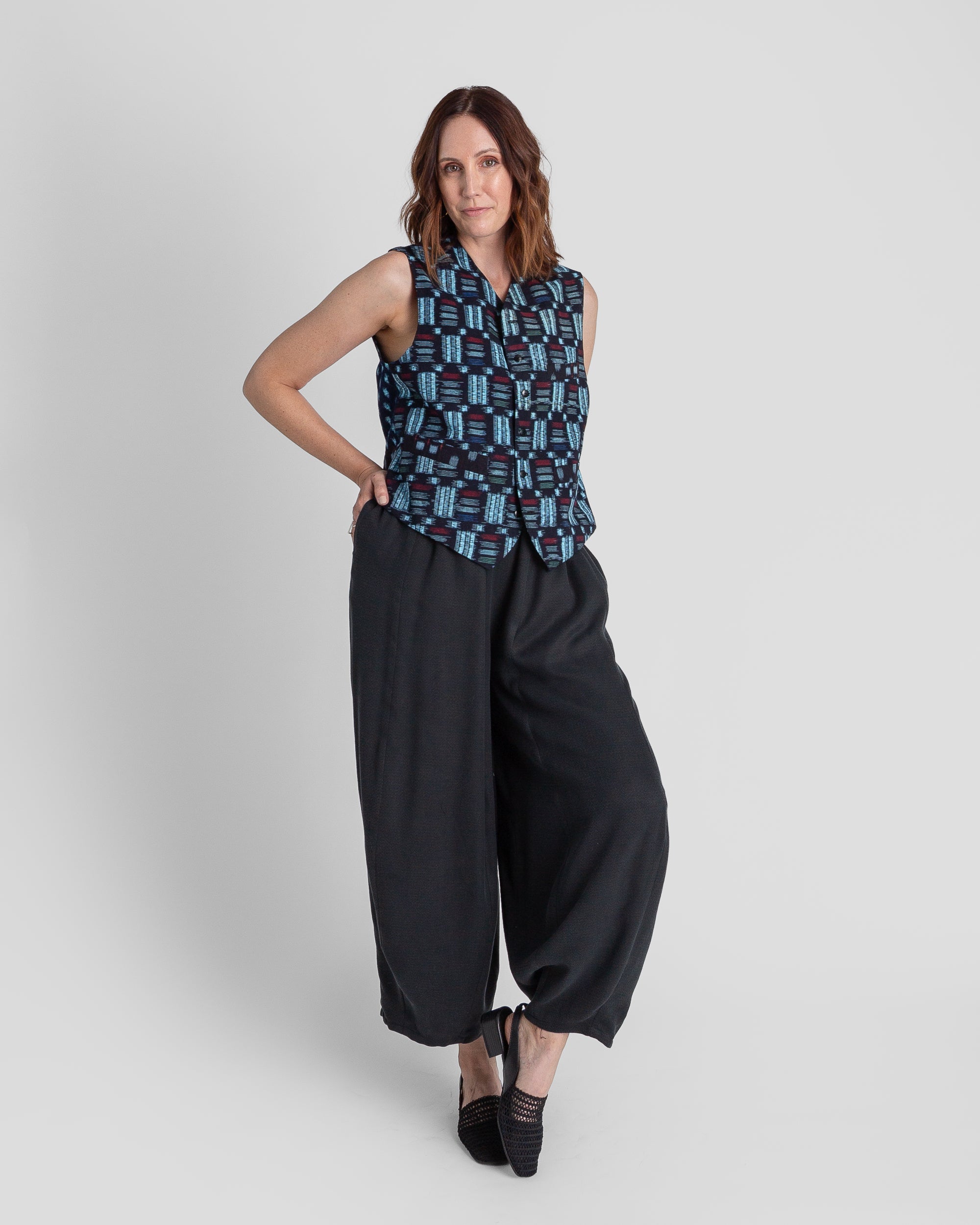 Japan Vest in Vintage Japanese Cotton Indigo Mix
