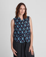 Japan Vest in Vintage Japanese Cotton Indigo Mix