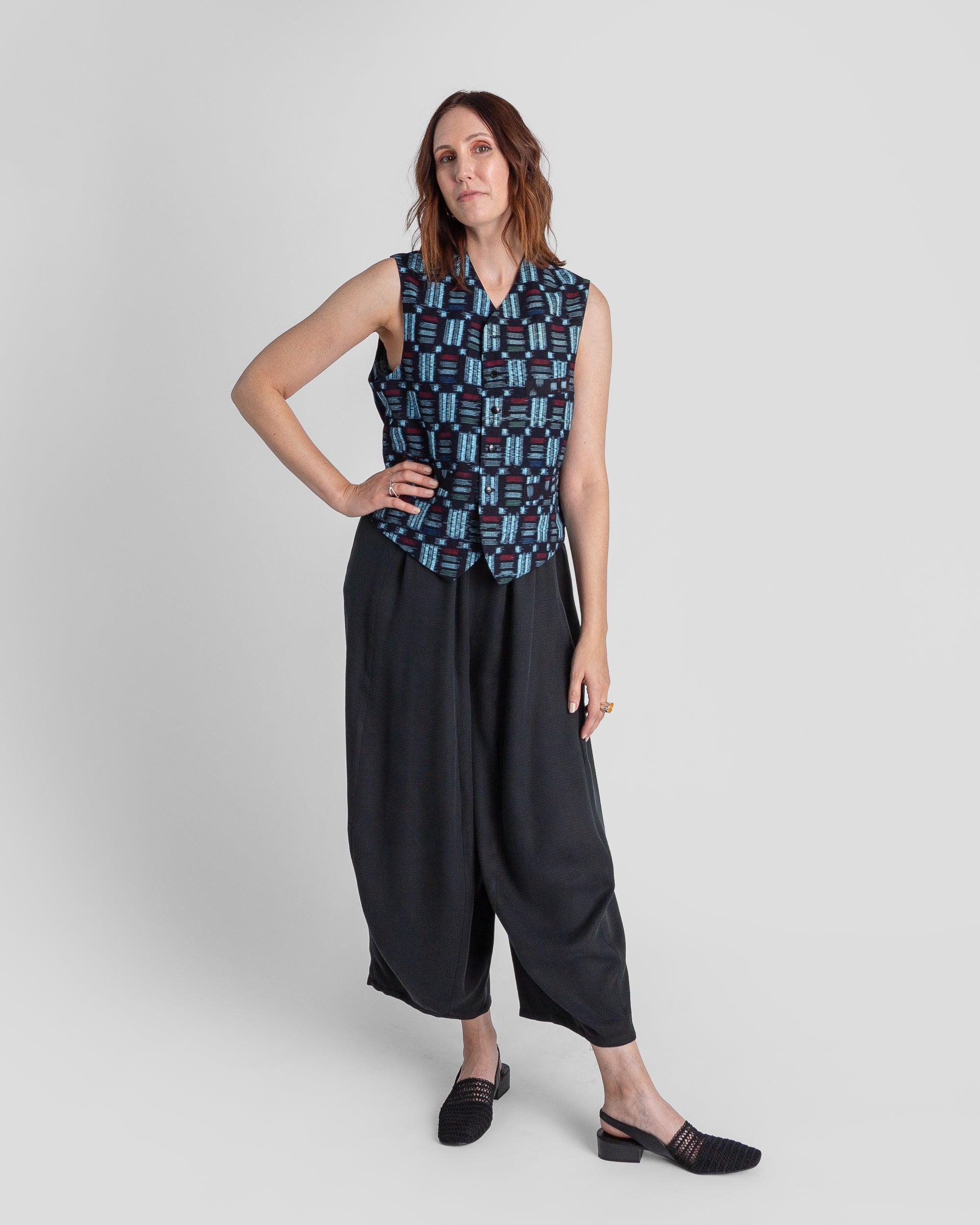 Japan Vest in Vintage Japanese Cotton Indigo Mix