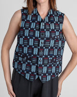 Japan Vest in Vintage Japanese Cotton Indigo Mix