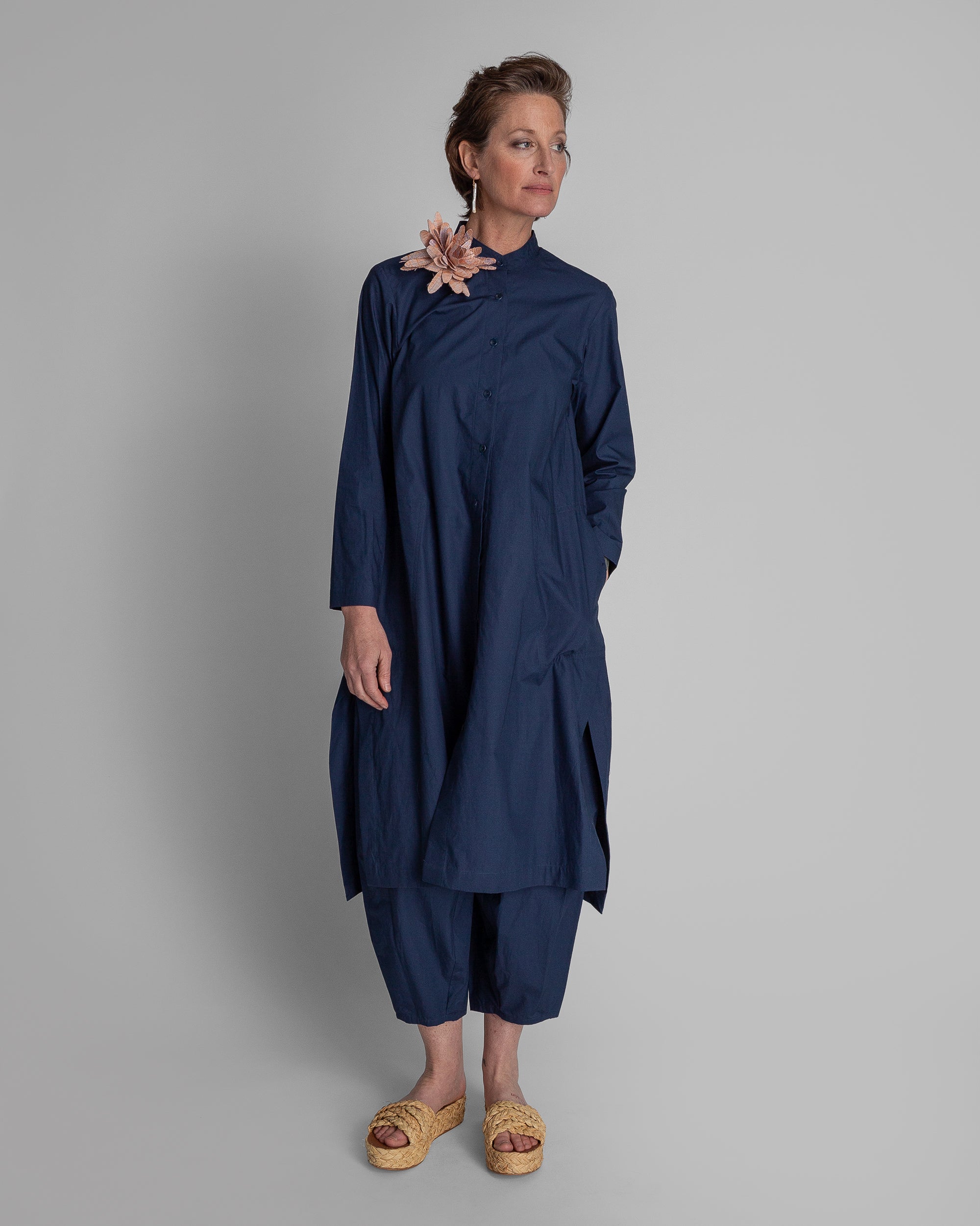 New Dress in Dark Blue Poplin