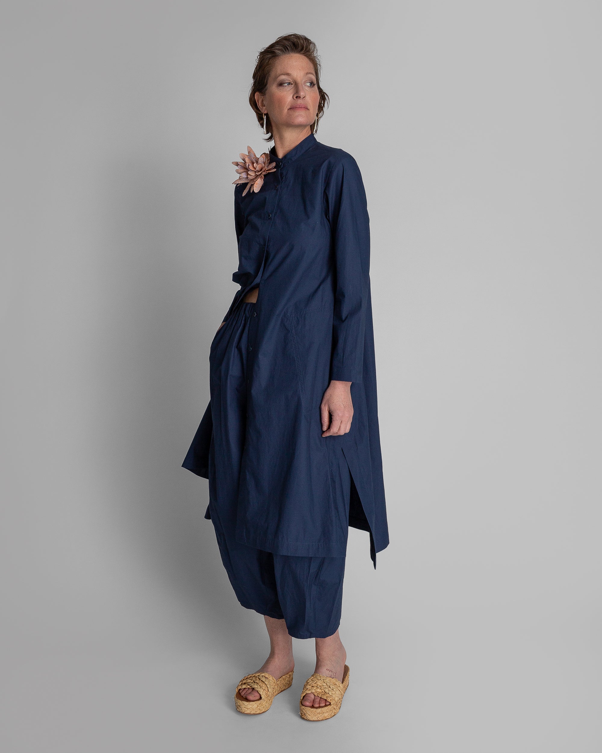 New Dress in Dark Blue Poplin
