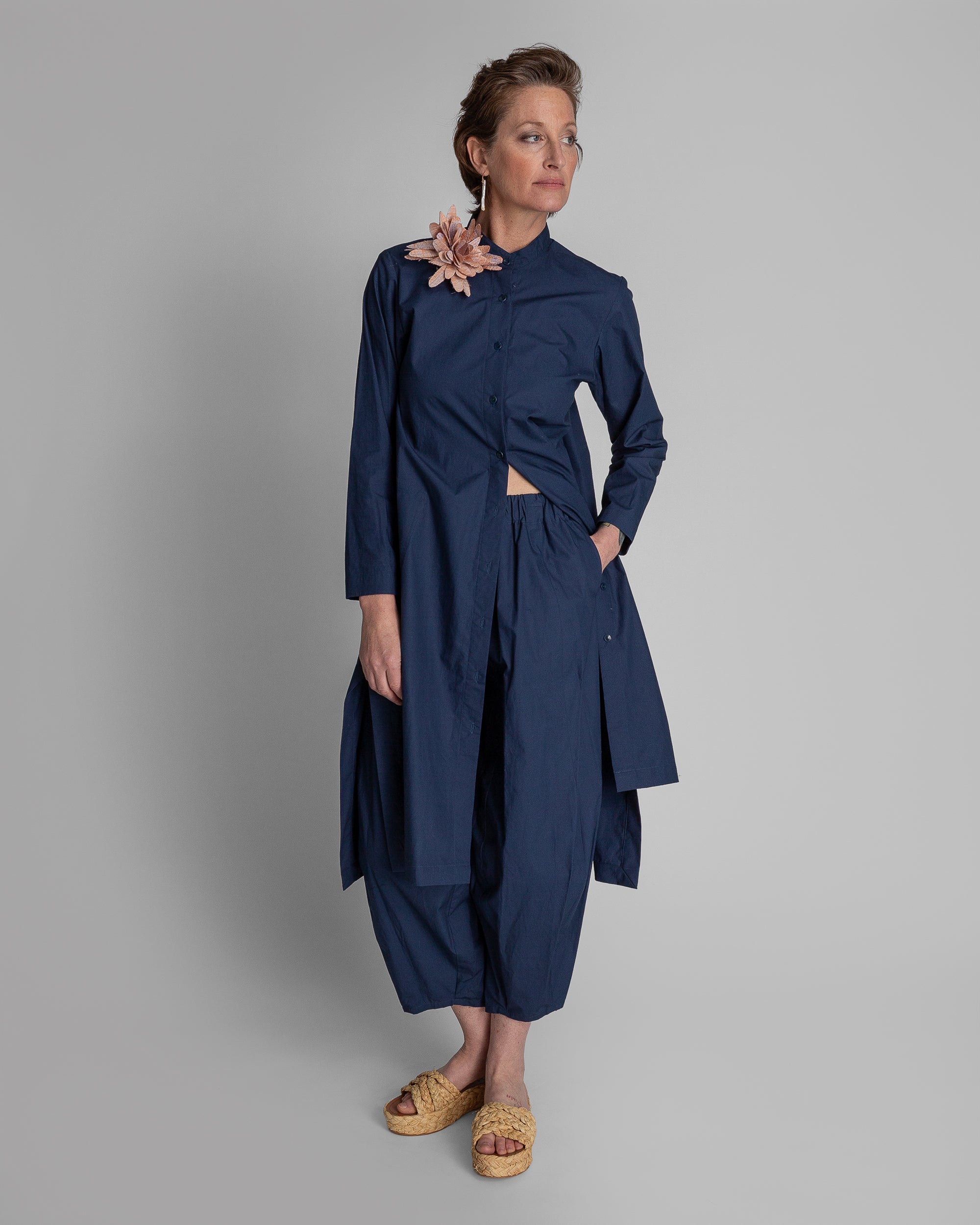 New Dress in Dark Blue Poplin