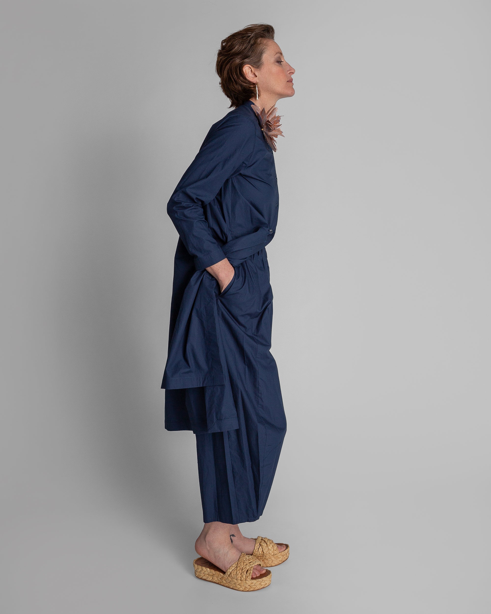 New Dress in Dark Blue Poplin