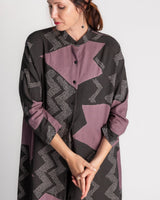 Japan Dress in Vintage Charcoal and Pink Japanese Tie-dyed SilkJapan Dress