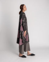 Japan Dress in Vintage Charcoal and Pink Japanese Tie-dyed SilkJapan Dress