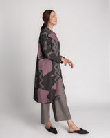 Japan Dress in Vintage Charcoal and Pink Japanese Tie-dyed SilkJapan Dress