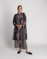 Japan Dress in Vintage Charcoal and Pink Japanese Tie-dyed SilkJapan Dress