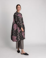 Japan Dress in Vintage Charcoal and Pink Japanese Tie-dyed SilkJapan Dress