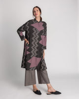 Japan Dress in Vintage Charcoal and Pink Japanese Tie-dyed SilkJapan Dress