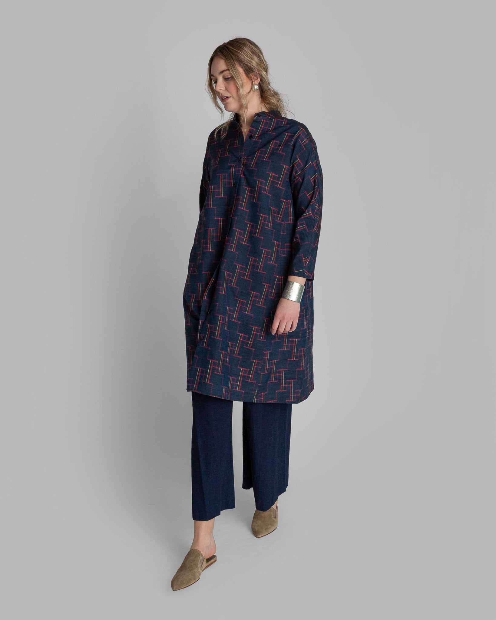 Japan Dress in Vintage Japanese Silk Ikat Stair Steps