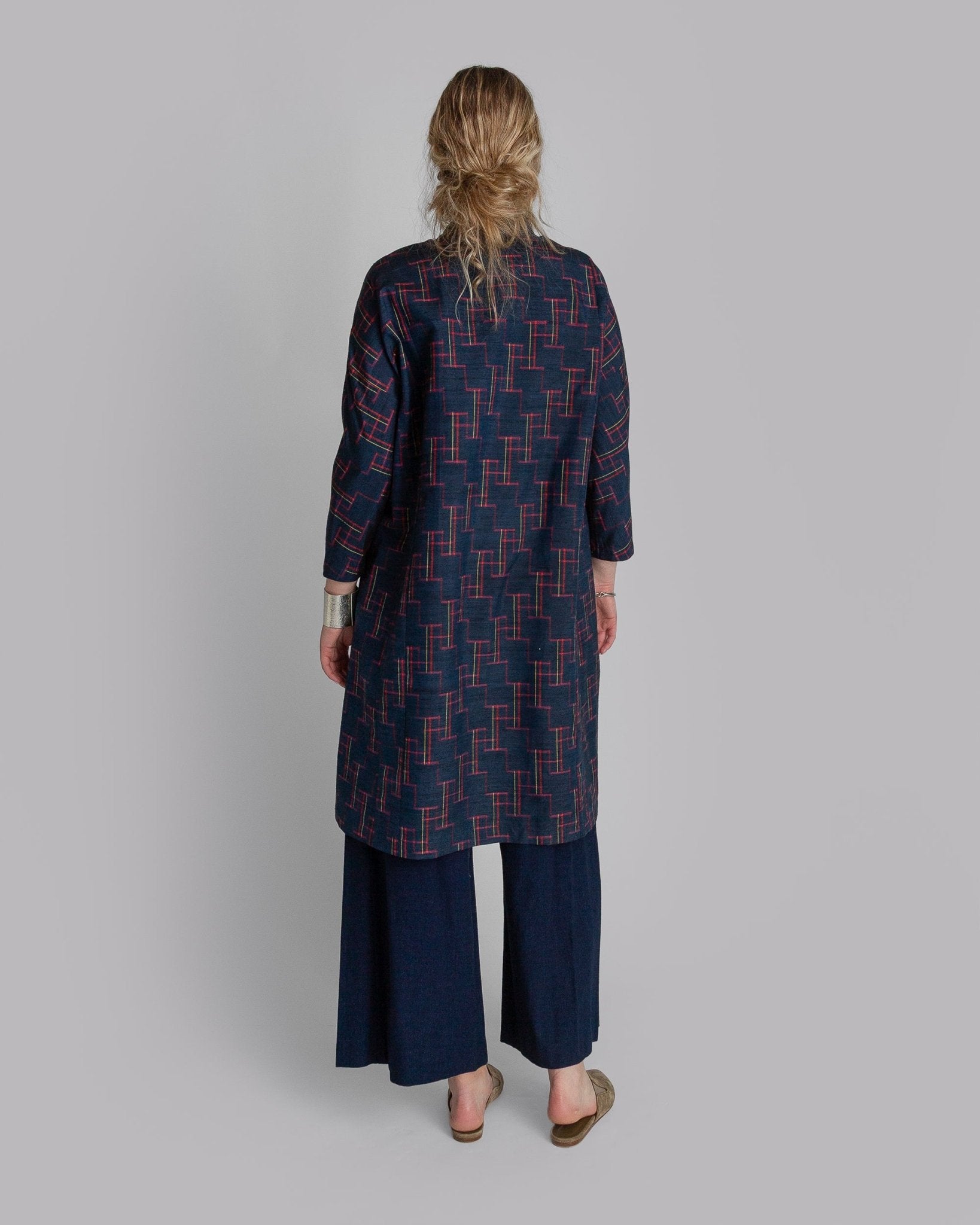 Japan Dress in Vintage Japanese Silk Ikat Stair Steps