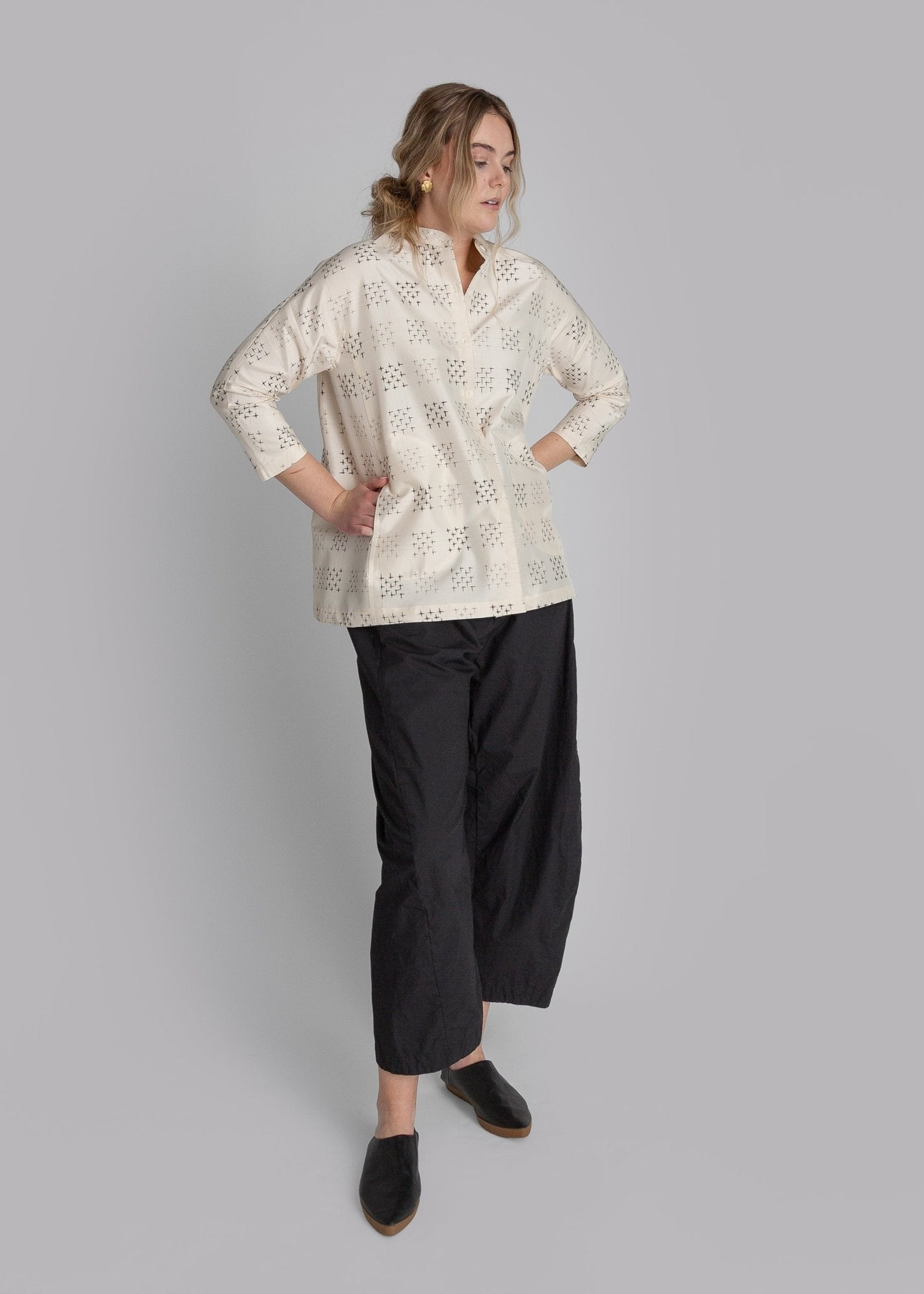 Japan Shirt in Vintage Domino Japanese Silk Ikat