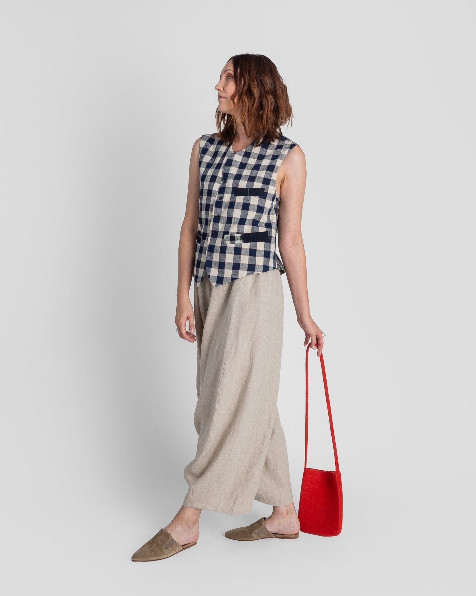 Japan Vest in Vintage Japanese Cotton Plaids SDJapan Vests