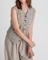 Japan Vest in Vintage Japanese Linen PlaidJapan Vests